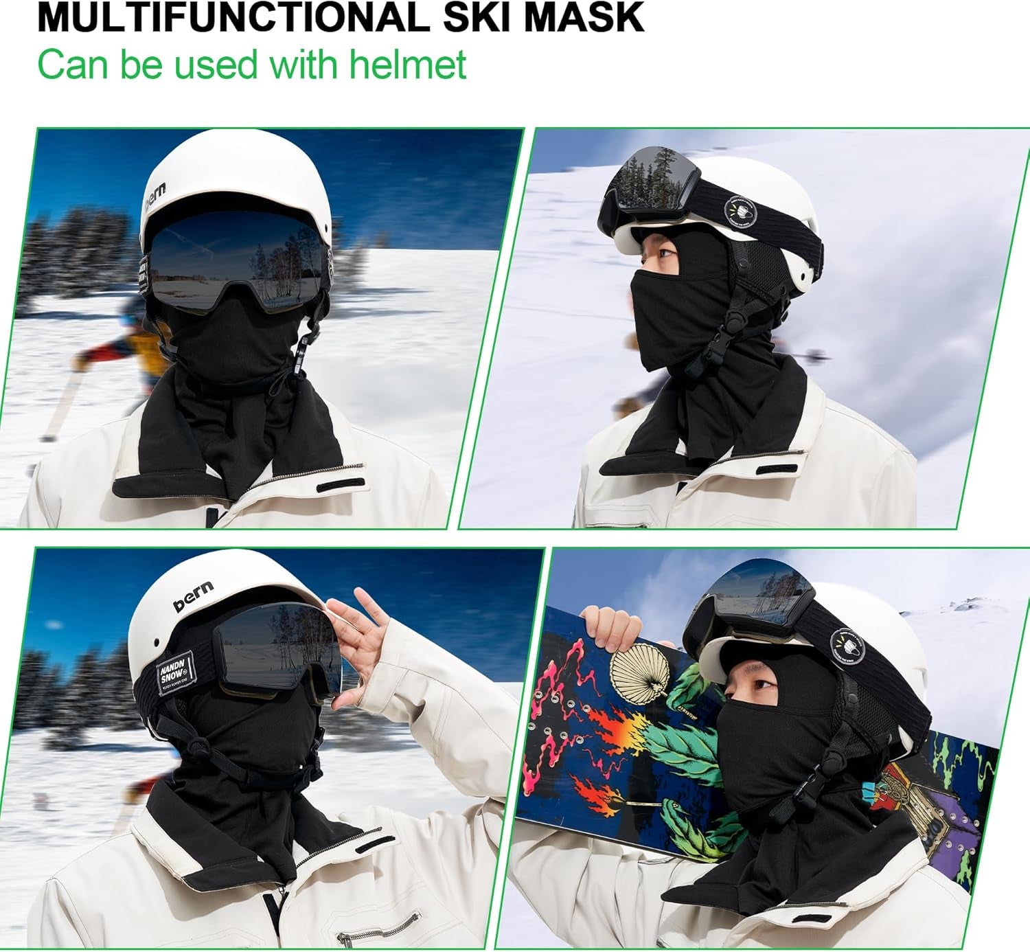 Balaclava Ski Mask 3 Pieces Full Face Cover for Men and Women Sun Protection Breathable Shiesty Mask for Skiing